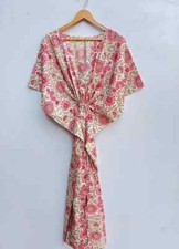Indian Vintage 100% Cotton Long Beach Maxi Kaftan Dress One Size Caftan Kimono