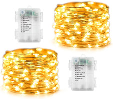 2 Pack Fairy Lights Battery Operated 200 LED 66Ft Silver Wire Starry String Ligh