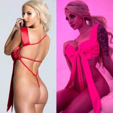 Unwrap Me Satin Bow Teddy Sexy Women's Lingerie Sleepwear Babydoll Naughty Dress