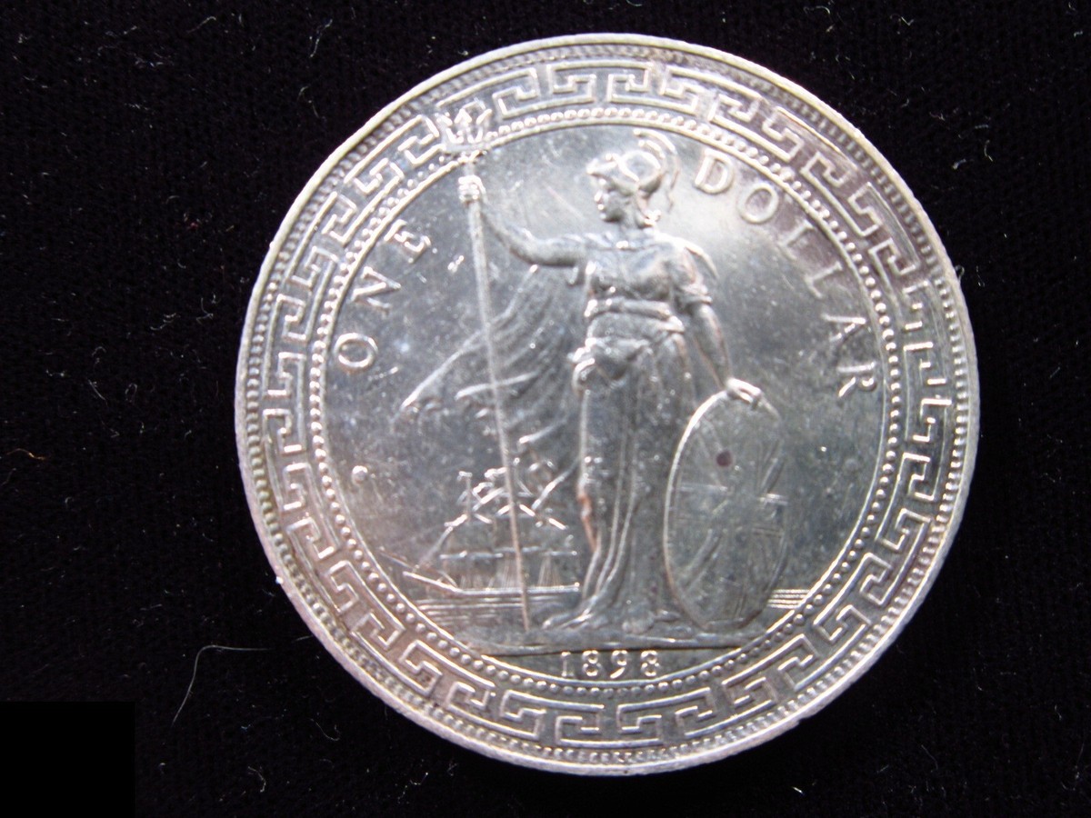 1898年 英国貿易銀 1ドル 本物 UK $1 1898 B Silver British Trade Dollar Hong Kong Straits