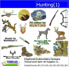 Embroidery Design Set - Hunting(1) - 18 Designs - 9 Formats - USB Stick