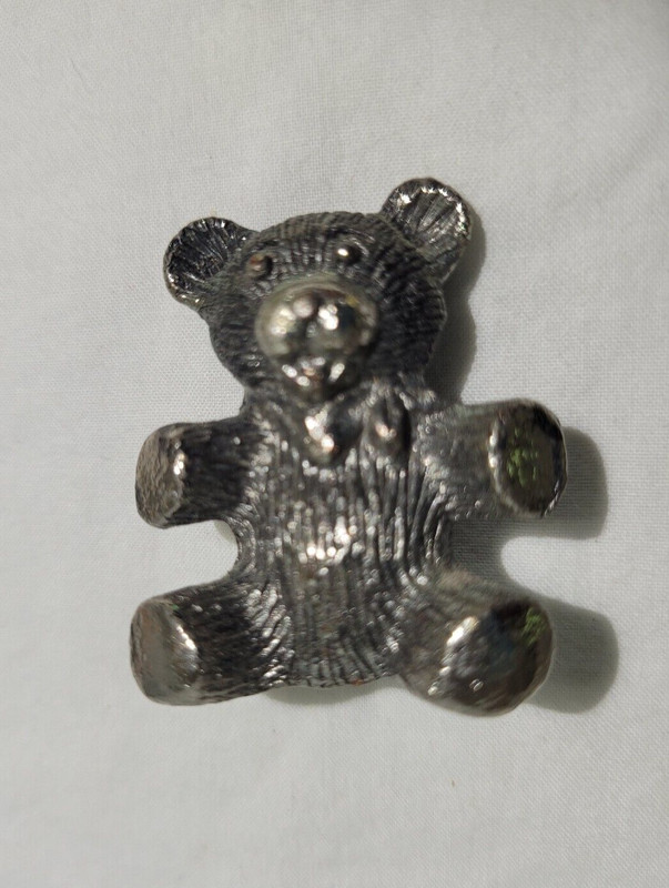 Miniature Pewter Sitting Bear Figure with Scarf