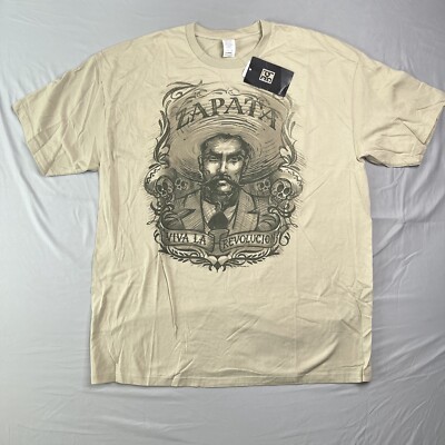 Aztec Dream T Shirt Mens X-Large Tan Zapata Graphic Viva La Revolution 2007 NOS