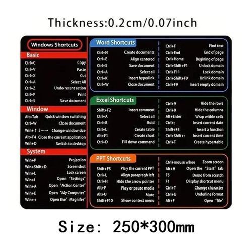 Waterproof Shortcut Mouse Pad NonSlip Office Software Mousepad Gaming Use - Bild 14 von 16