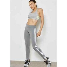 Adidas Grey 3 Stripe Women s Training Tights Size XL UK 20-22 BNWT