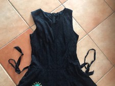 Robe Désigual Noir Et Rouge Avec Cœur En Sequins, Broche Papillon, Dentelle - Taille 34/36 - Occasion Excellent état