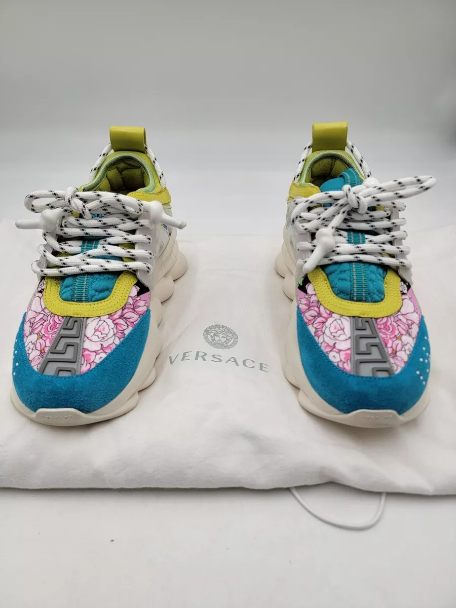 Preference Surrey Akrobatik Versace Wo&#039;s Sz 6/ 36 EUR Chain Reaction Designer Pink Blue Yellow  Sneaker $1125 | eBay