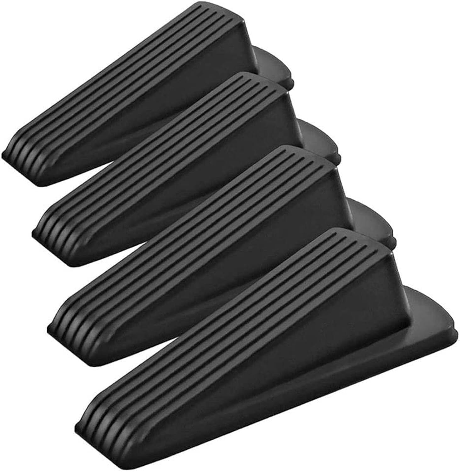 4 Pack Door Stopper , Large Rubber Door Stoppers Wedge with Multi Surface Des...
