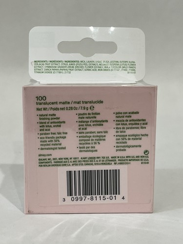 Almay Pure Blends Loose Finishing Powder - TRANSLUCENT MATTE #100 - New - Picture 3 of 7