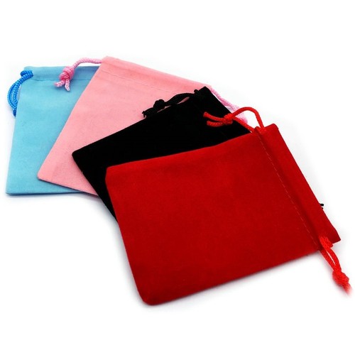 1-50 Negro Rojo Rosa Terciopelo Joyería Cordón Boda Regalo Bolsa Favor Bolsas  - Imagen 1 de 7