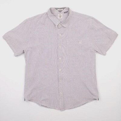 Volcom Shirt Mens Large Red Black Check Plaid Corpo Class Button Down Classic