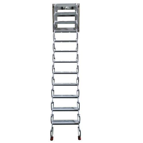9.84ft Wall Mounted Pull Down Folding Loft Ladder White Loft Wall Ladder Stairs - Picture 9 of 10