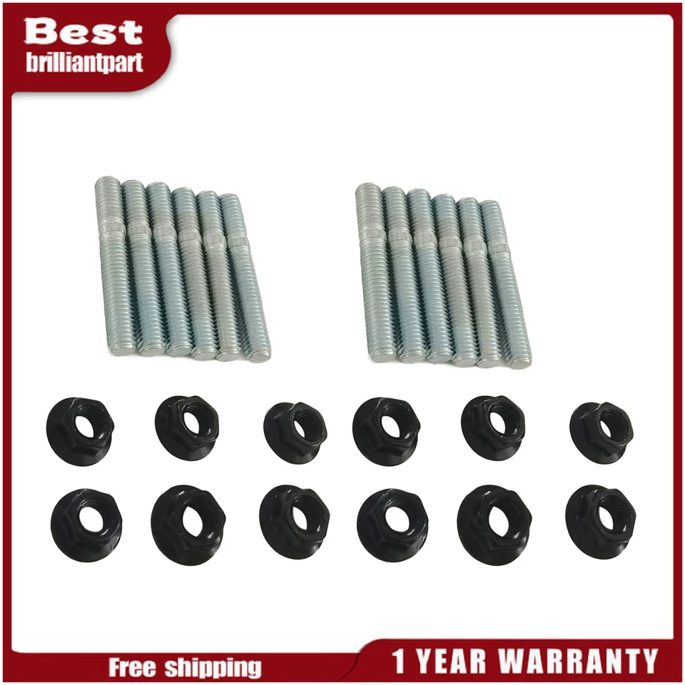 Kit de 12 pernos de brida de escape delantero + tuerca para Suburban Savana GMC Sierra 1990-2018 Foto 4 de 4