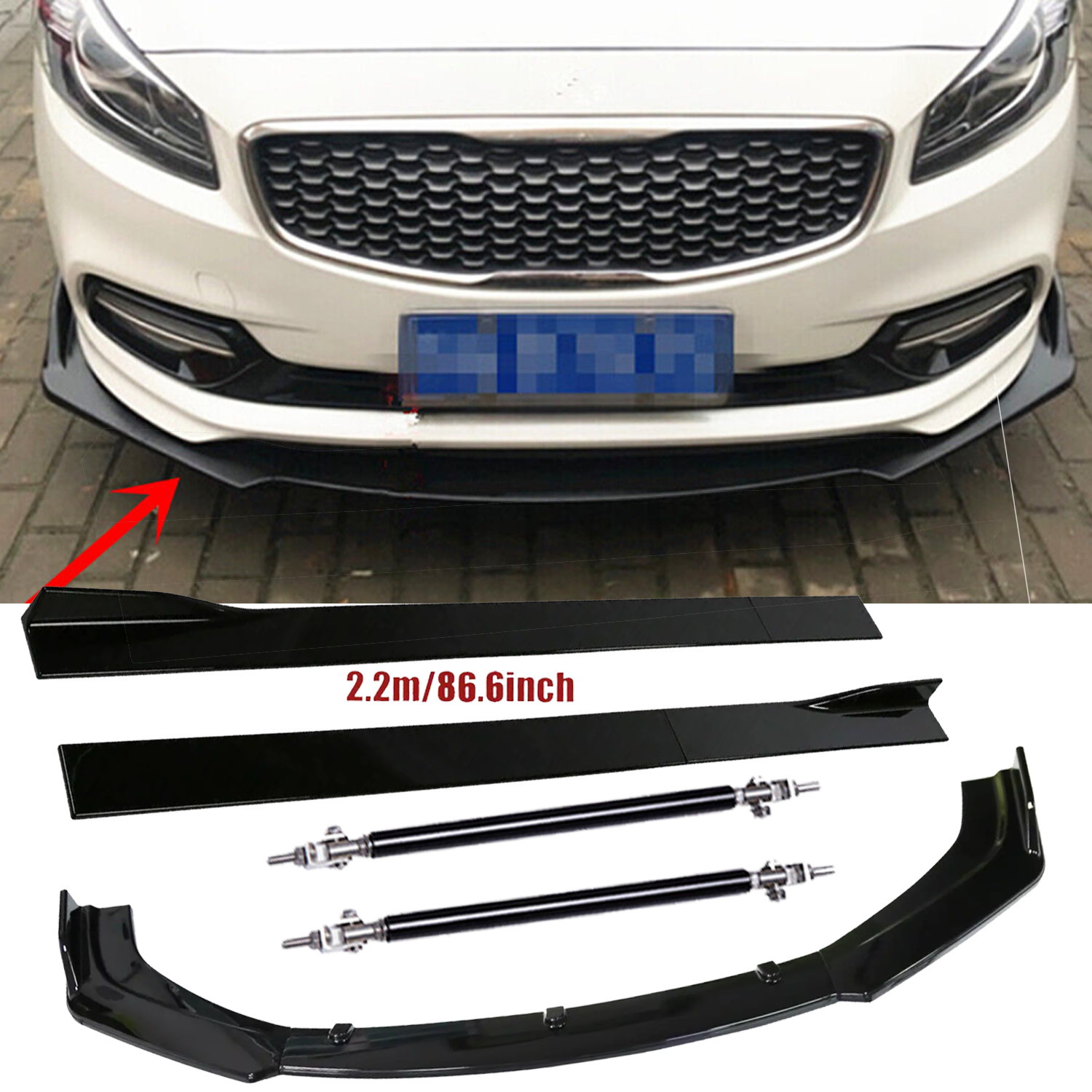 Front Bumper Lip Splitter Spoiler Strut Rods For Honda Odyssey Polyurethane