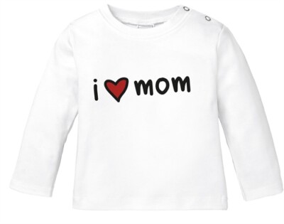 Baby Langarmshirt  I love Mom Geschenk Mama Muttertag Geburtstag Jungen Mädchen