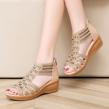 Woman Sandals Women Cyrstal Comfortable Pumps Ladies Fashion Wedges Female Rome