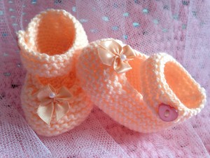 peach baby shoes