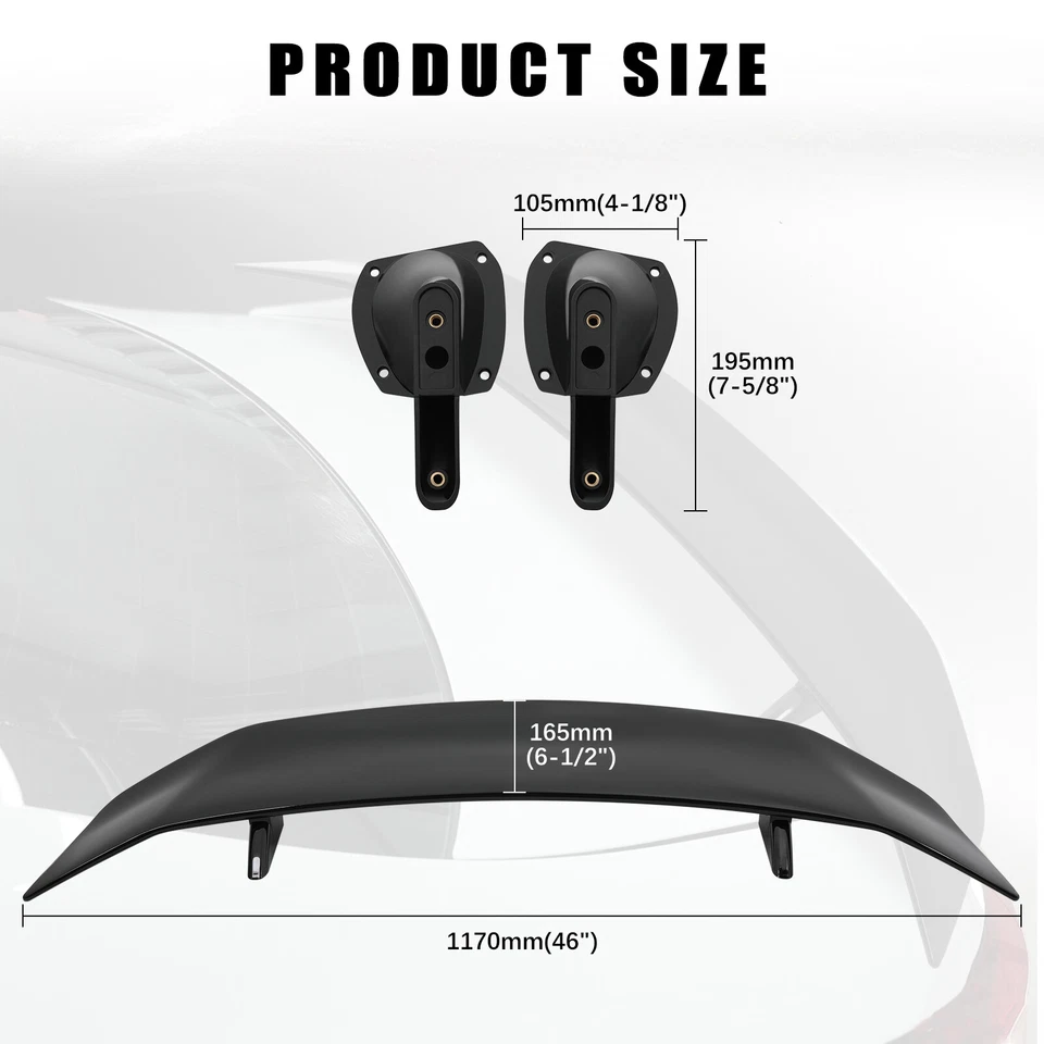 47" GT-Style Car Rear Trunk Spoiler Racing Wing For Mitsubishi Eclipse Spyder - Image 2 of 4