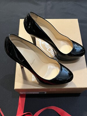 CHRISTIAN LOUBOUTIN BIANCA 140 PATENT LEATHER HEELS SHOES 37.5 US