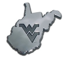 west virginia mountaineers WV state shape logo chrome car auto emblem usa made