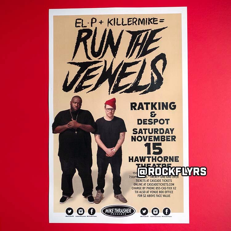 RUN THE JEWELS 2014 (1st Edition) Concert Promo 11x17 Street Poster. KILLER MIKE