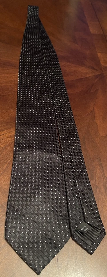 Corbata de cuello Kenneth Roberts platino negra 100 % seda para hombre hecha en China Foto 3 de 4