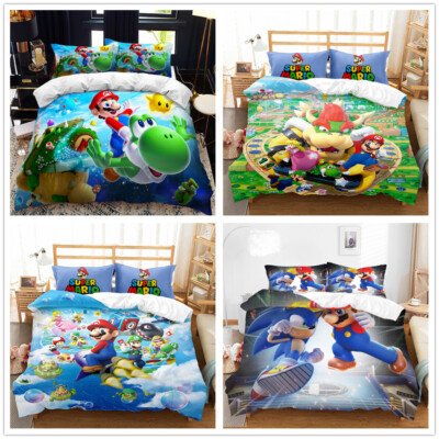 Kinder Jungen Super Mario 3D Bettwäsche Mädchen Bettbezug Set 135x200/200x200cm