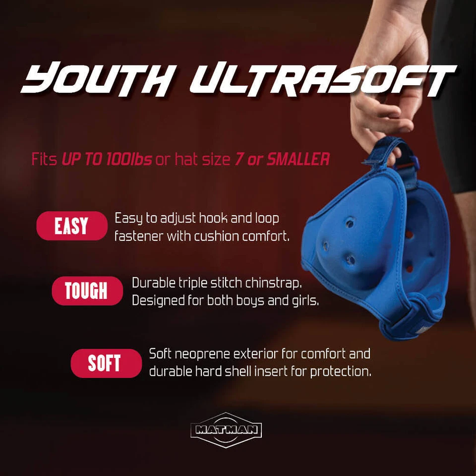 Matman Wrestling Headgear Kids Boys Ear Guard Ultra Soft Grappling Head Guard - Image 2 of 4