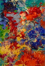 Red Storm Large Abstract Acrylic Painting, Original uniq Modern Art on Canvas,