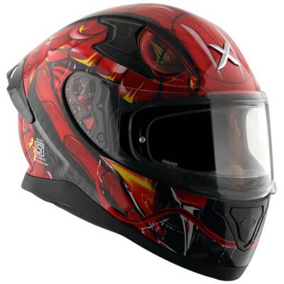 AXOR APEX VENOMOUS RED FULLFACE MOTORRAD ECE22.06 HELM & DARK SMOKE VISIER