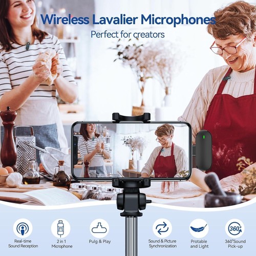 Wireless Microphones 2-Pack with Charging Case for iPhone iPad Android - Picture 8 of 8