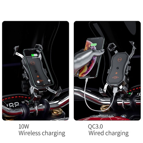 Soporte ajustable para motocicleta USB carga rápida soporte de carga inalámbrica - Imagen 11 de 12