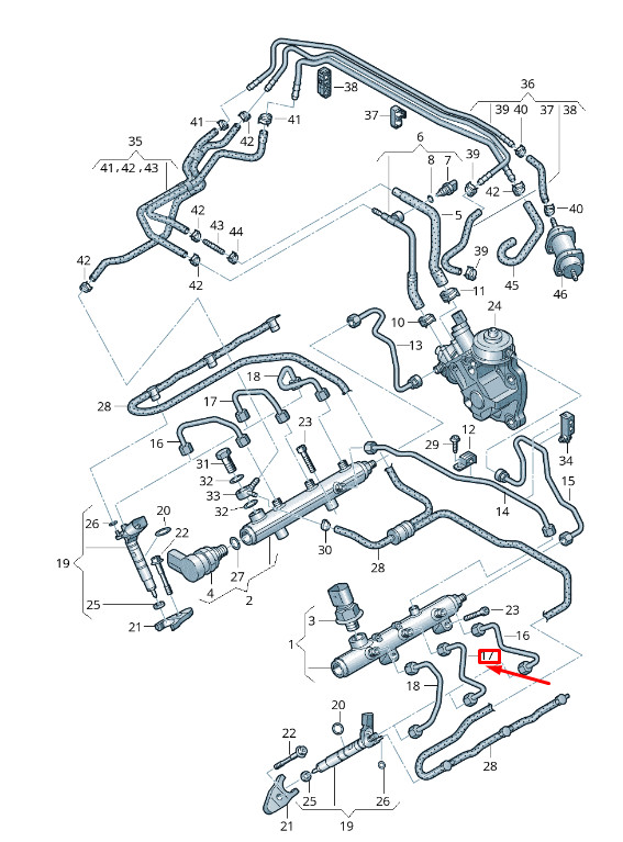 Tuyau de pression de rampe d'injection pour Audi A6 Avant C7 059130241Db