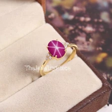 Ruby 6 Ray Star Ring in 925 Sterling Silver Ring Pink Lindy Star Ring Art Deco