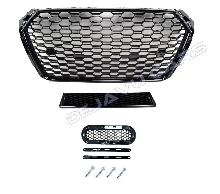 RS4 Look Kühlergrill Tuning Wabengrill Schwarz für Audi A4 B9 / S4 / S line - Bild 2 von 4
