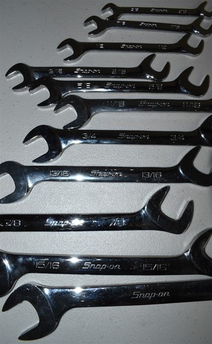 Snap On 11pc Four-Way Angle Head Open End Wrenches 3/8in-1in - Foto 8 di 10
