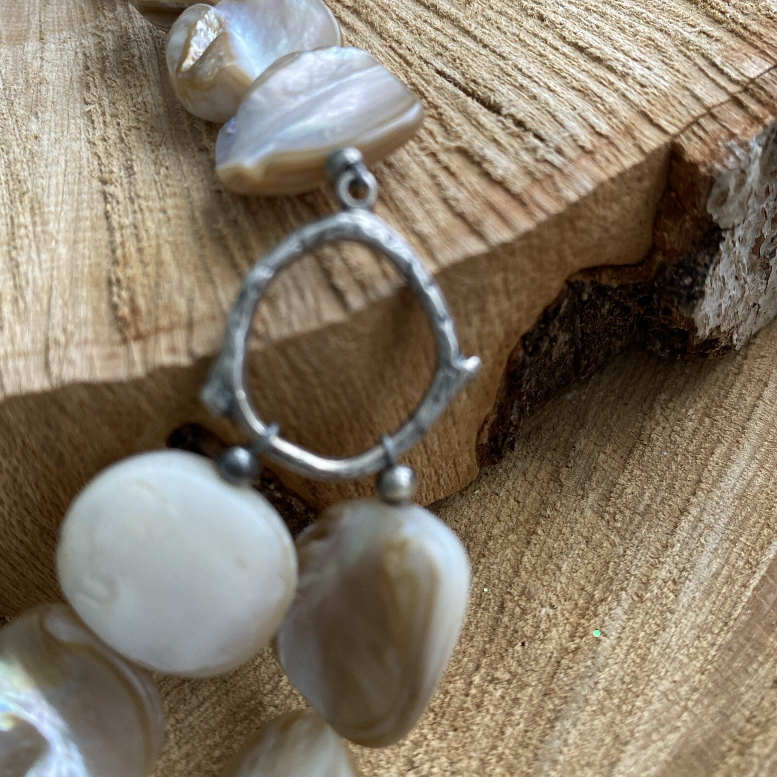 Silpada Sterling Silver Iridescent Mother of Pearl Shell Swag Necklace N1825