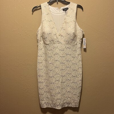 RM Richard s White Sleeveless Sequin Formal Dress Size 14 Wide
