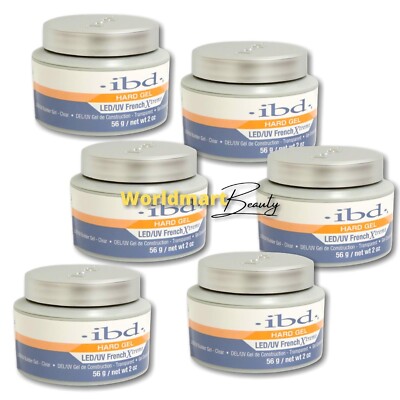 6x IBD Gel Builder CLEAR French Xtreme 56g/2oz LED/UV Hard Builder Gel