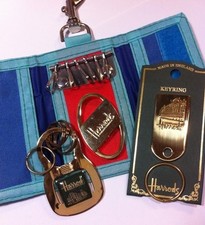 Lot of 4 Harrods Knightsbridge London Keyring Keychain Tri-Fold Key Holder