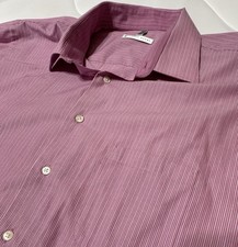 Geoffrey Beene Men  s 19 37/38 - 3XLT Button Up Shirt Pink White StripedShirt EUC