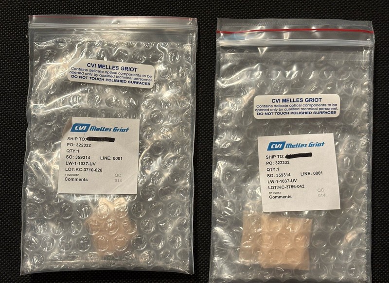 New! (2) CVI LW-1-1037-UV UVFS Large Laser Grade Wedge Windows 25.4mm; t=9.53mm