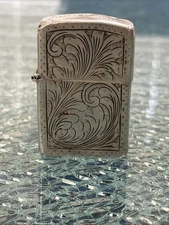 VINTAGE 800 SILVER SCROLL ENGRAVED FULL SIZE LIGHTER W/ ZIPPO INSERT