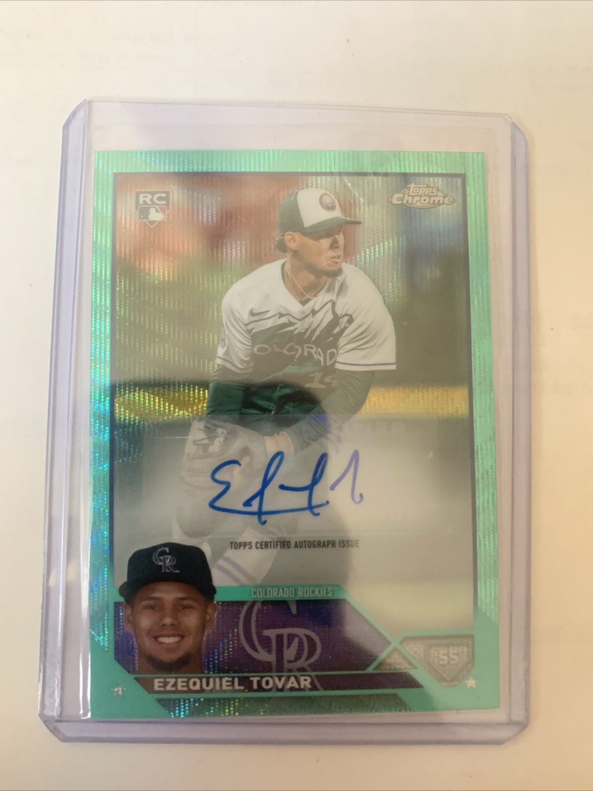 2023 Topps Chrome Update Ezequiel Tovar Aqua Wave Auto /199 Rockies RC