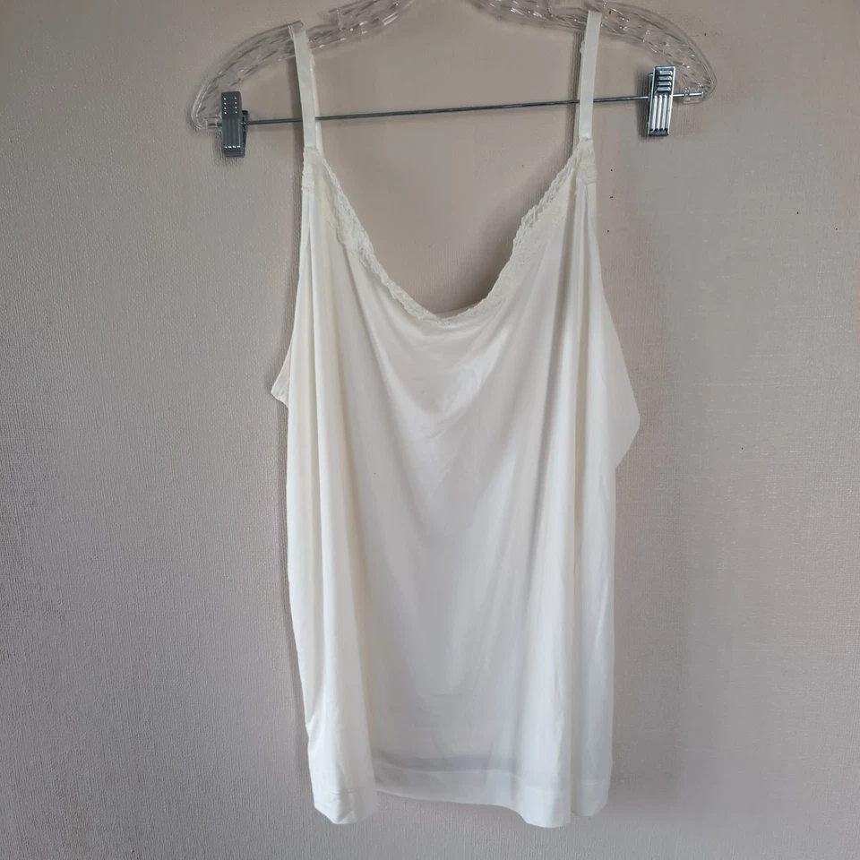 Camiseta sin mangas Lands End Cami 3X Marfil Crema Encaje Borde Romántico Femenino Lencería Top Foto 2 de 4