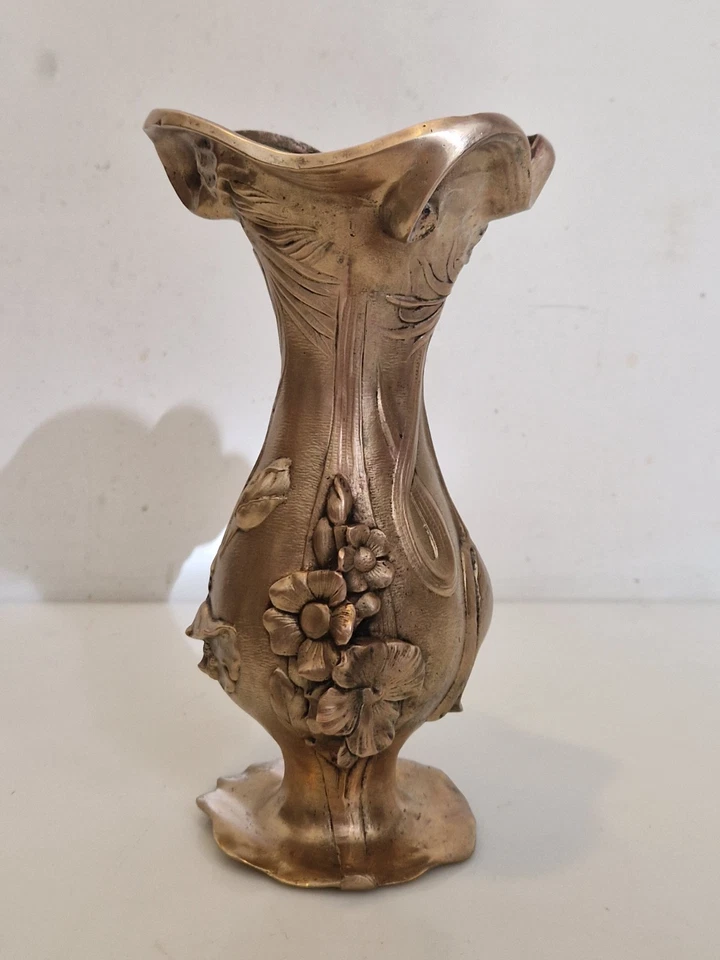 Art nouveau - Vase bronze massif décor de fleurs de pavots - H. 23,5 cm - 1900 - Photo 4/4
