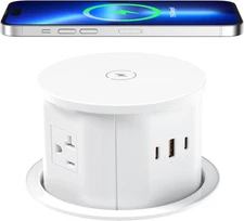 ANNQUAN 20 Amp Pop up Countertop Outlet with 15W Wireless Charger,Max 65W Power 