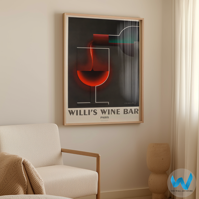 Willi's Wine Bar Paris Poster Modern Red Wine Wall Art - 12X16