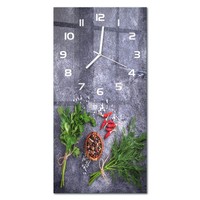 Moderne Wanduhr Aus Glas Im Hochformat KräUter Und GewüRze WeißE Zeiger 30X60 Cm