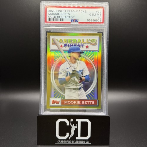 Mookie Betts 2020 Topps Finest Flashbacks Gold Refractor /50 SSP PSA 10 Dodgers